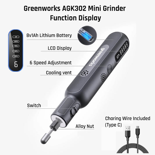 Cordless 80W Mini Grinder with 52 Accessories and USB Charging