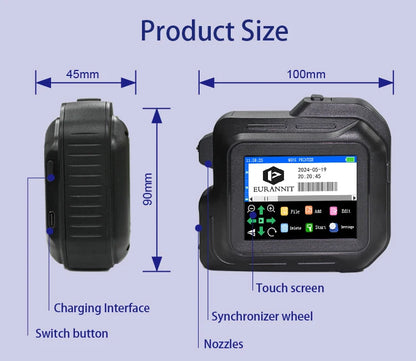 Mini Inkjet Printer with Two Inks for QR and Barcode
