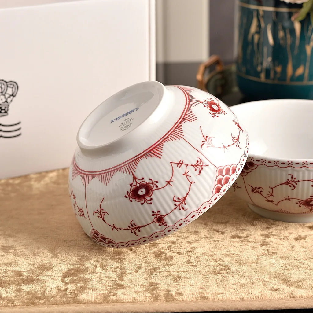 4.5in Red Porcelain Tea Cup Set 4pcs