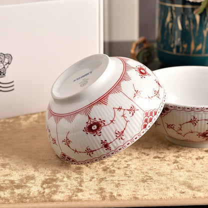 4.5in Red Porcelain Tea Cup Set 4pcs