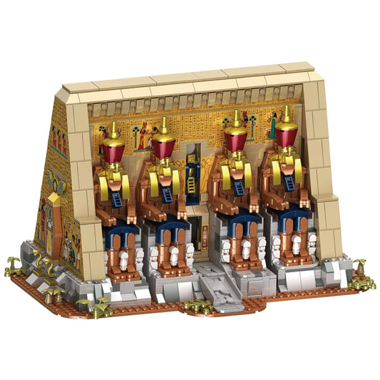 Ancient Egyptian Temple Building Blocks DIY Model with Statues