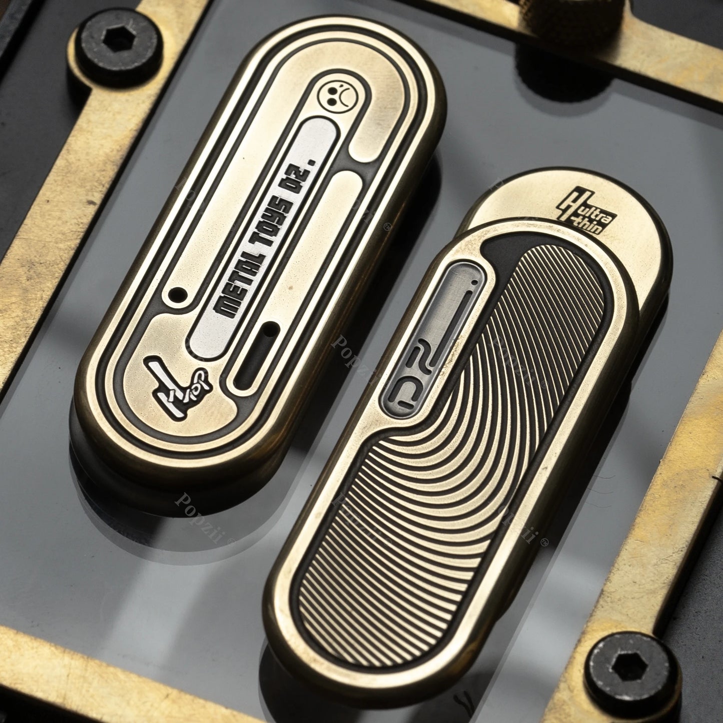 Brass Mechanical Push Slider EDC Fidget Stress Relief Toy