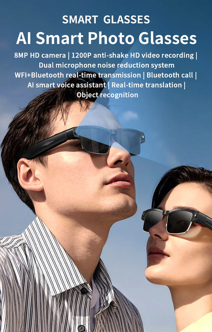 Smart Sunglasses 8MP Video Recording Bluetooth 270mAh