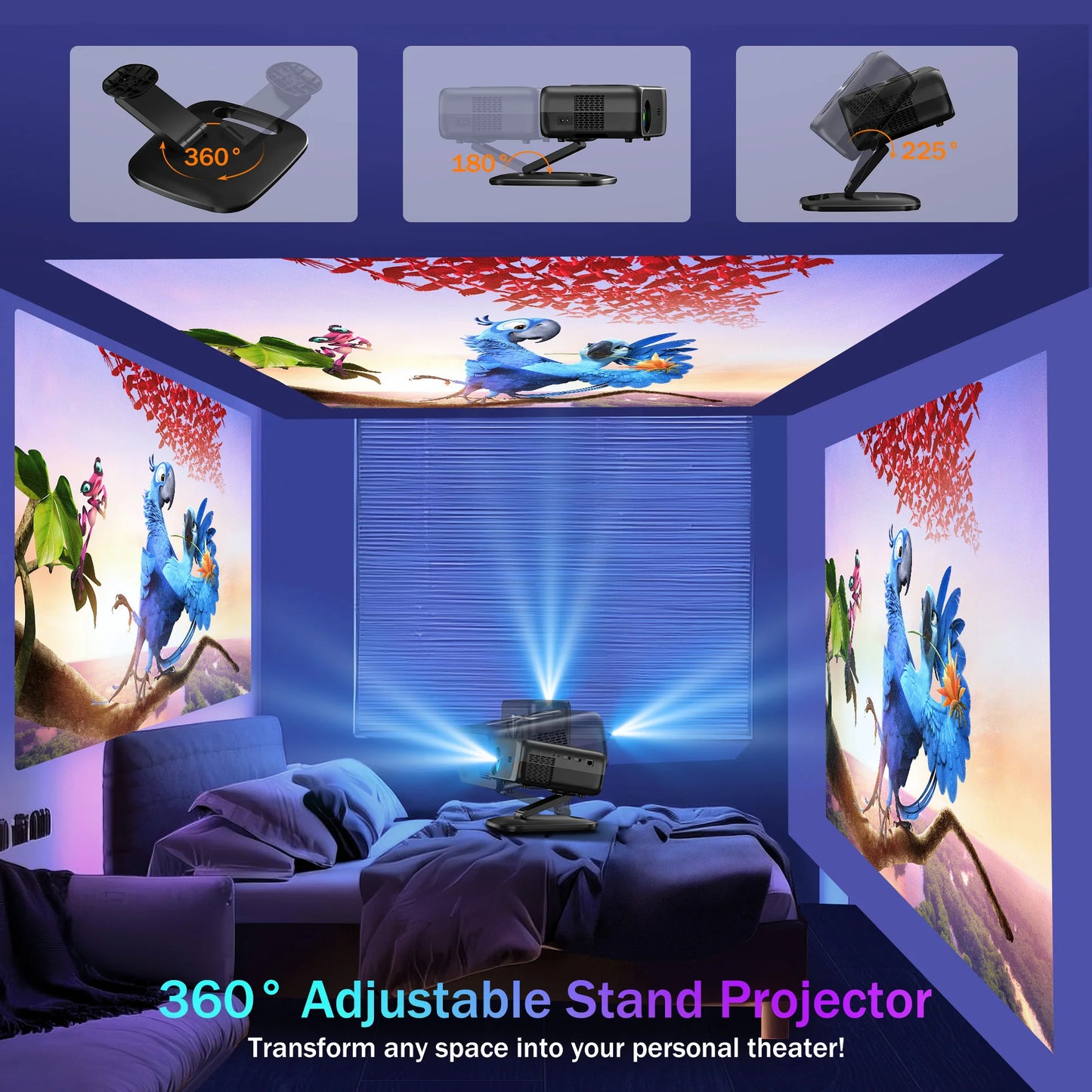 4K Smart Projector Android 12 with Auto Focus WiFi 6