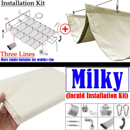 Milky 3x5m Retractable Outdoor Wave Awning Canopy with Pipes