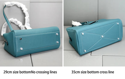 Stylish Travel & Work Bag Blue 29cm Leather Bowling Bag
