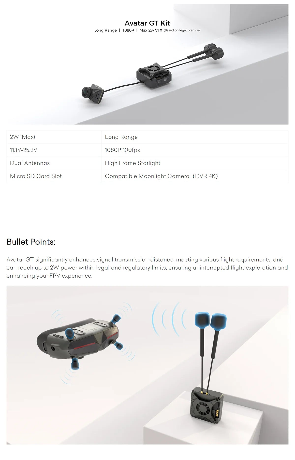 Walksnail GT KIT 2W 5.8G HD FPV Camera
