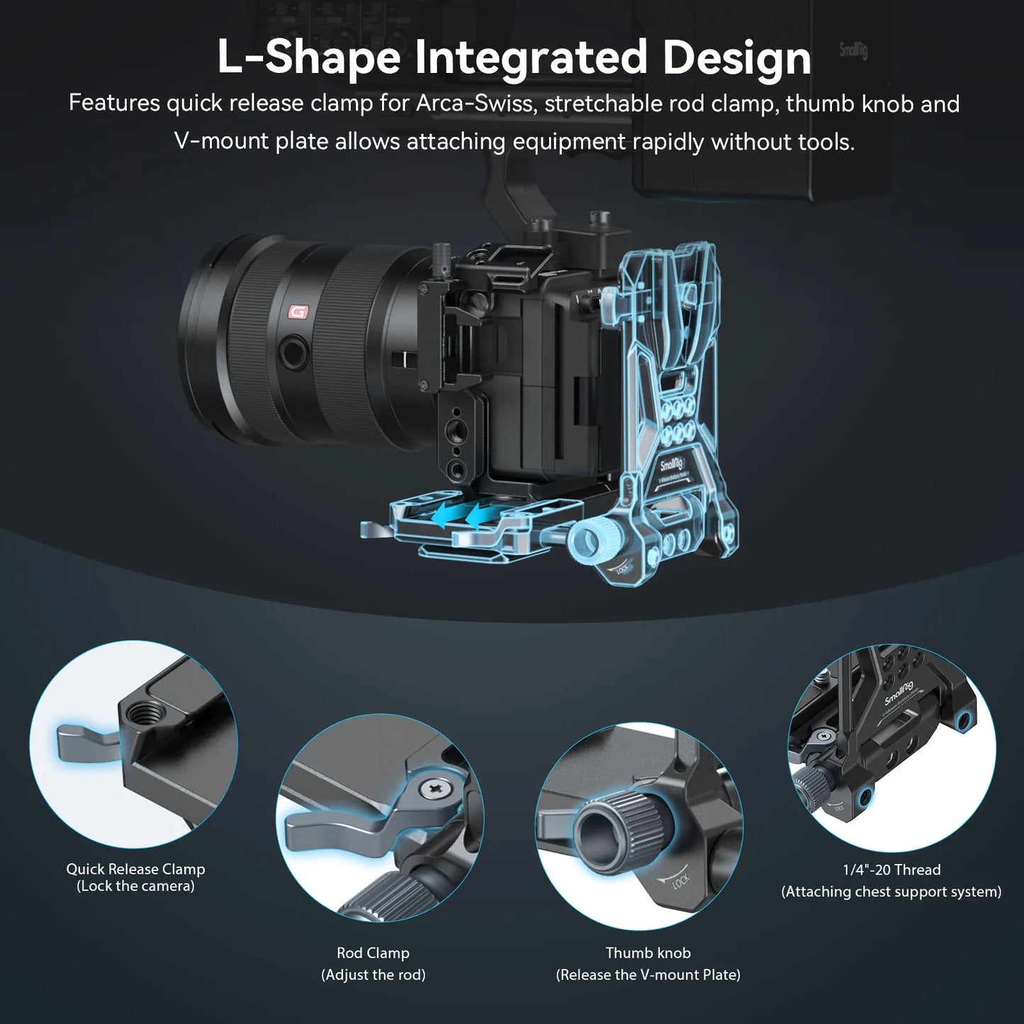 Compact V Lock Battery Mount with Arca Support