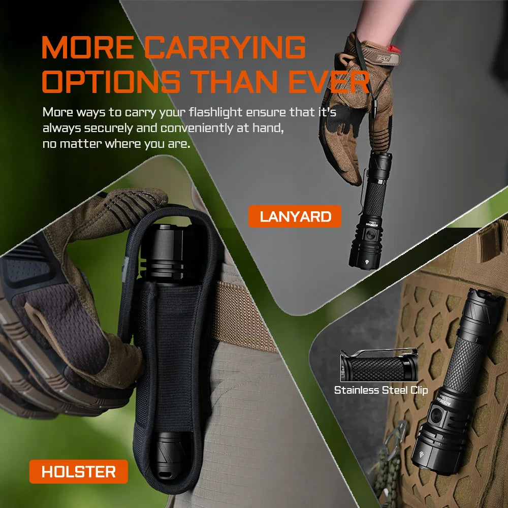 3000LM Tactical Flashlight 713m Long Range Black 6500K