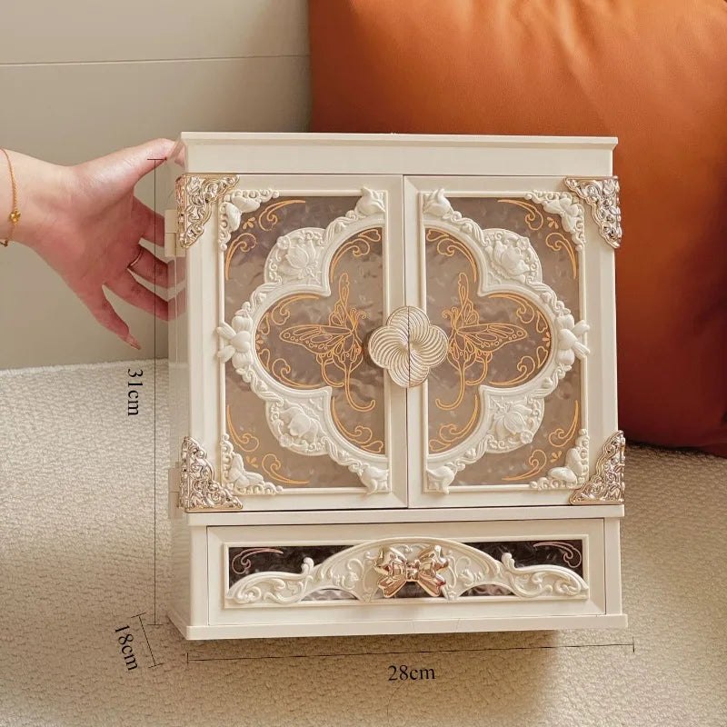 Large Acrylic Jewelry Box with Necklace & Ring Storage