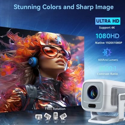 1080p Smart Projector with WiFi6 Bag and Auto Focus