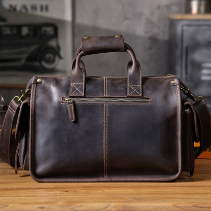 14” Genuine Leather Laptop Briefcase Vintage Messenger Bag