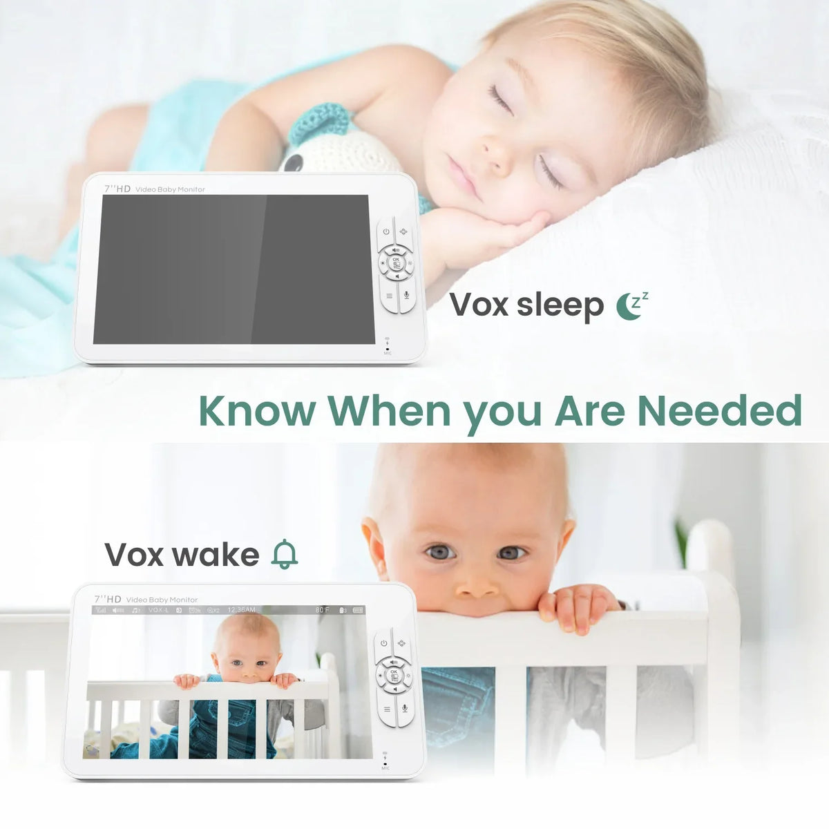 7 Inch HD Baby Monitor with 4X Zoom PTZ Camera
