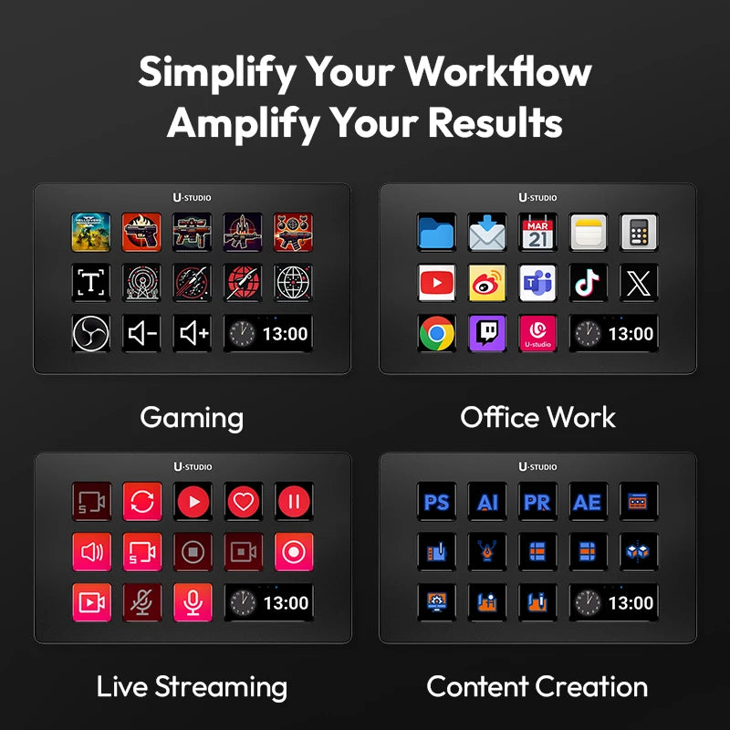 Stream Deck Keyboard 13 LCD Keys for Gaming and Livestreaming