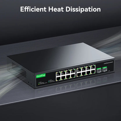 16 Port 2.5G Ethernet Switch with Dual 10G SFP Uplink