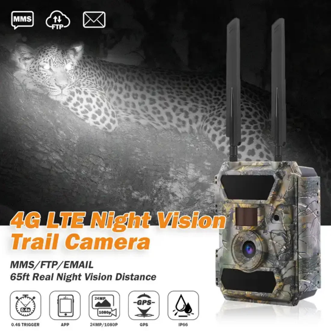4G Wireless Infrared Trail Camera 24MP with GPS Tracking