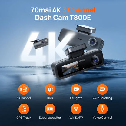 3-Channel HDR Car DVR with 64GB Card