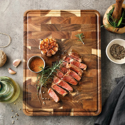 Heavy Duty Acacia Wooden Chopping Board with Juice Groove