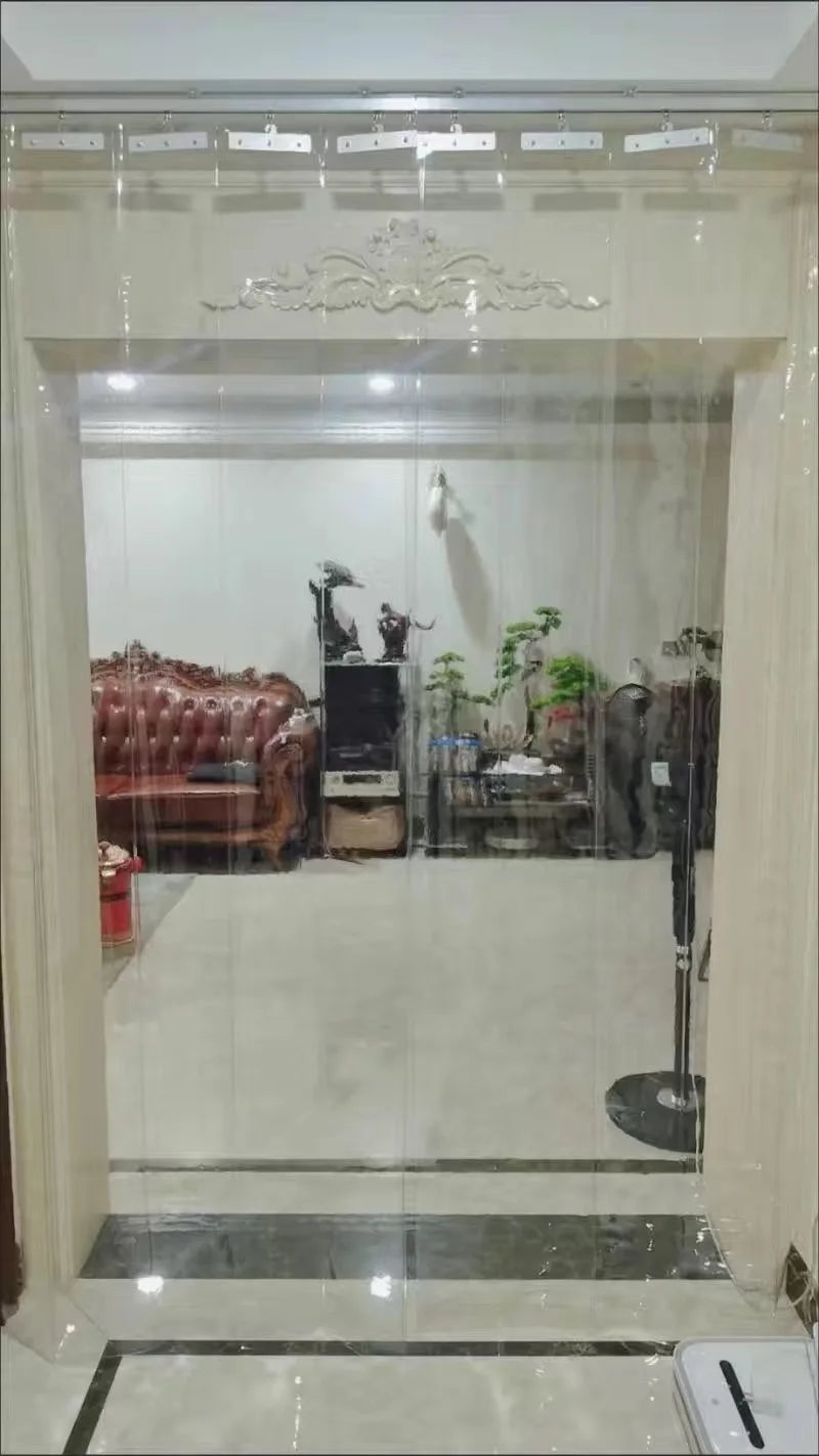 Windproof Sliding Door Curtain 100x200cm Transparent PVC