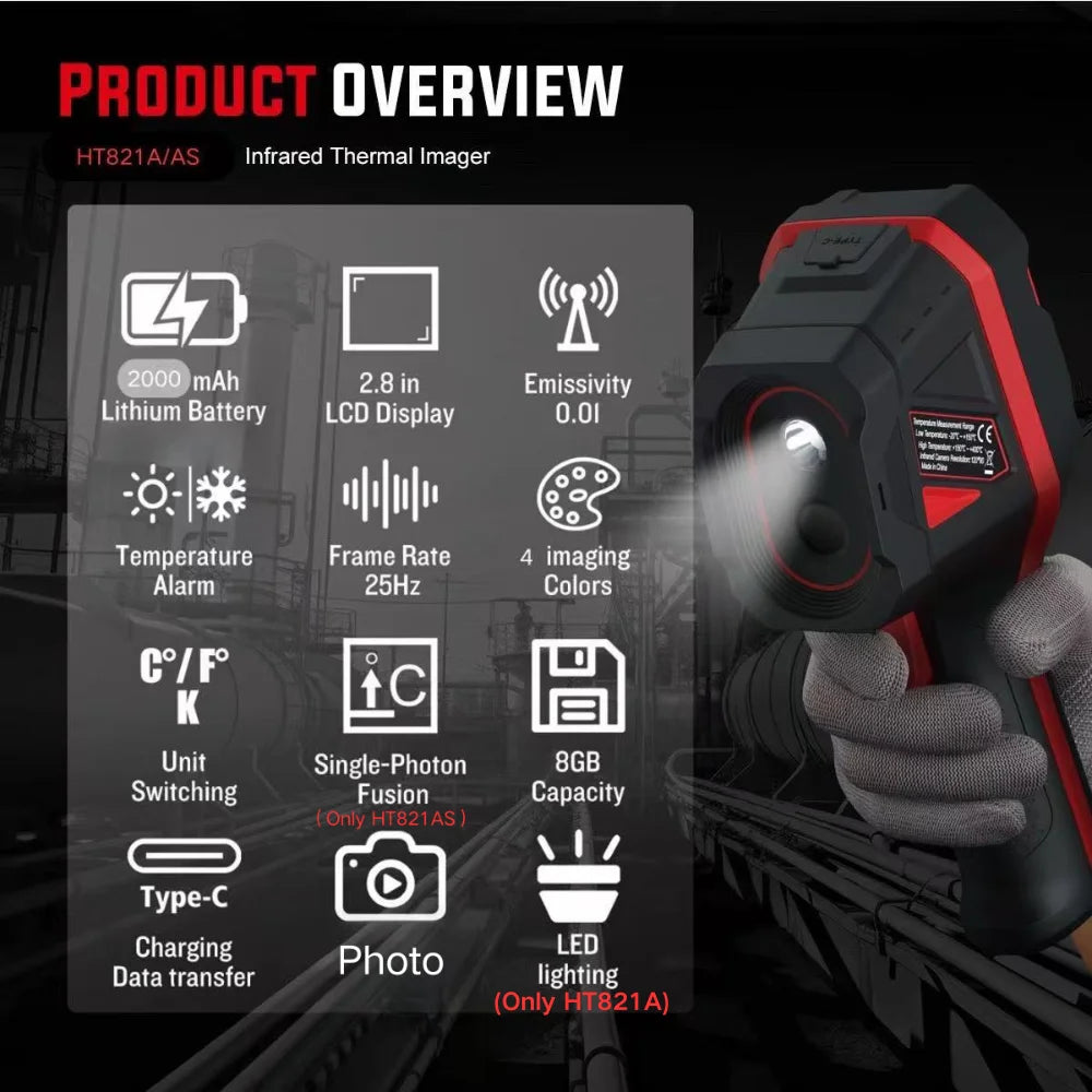 Portable Infrared Thermal Camera with Rechargeable Battery and HD Display