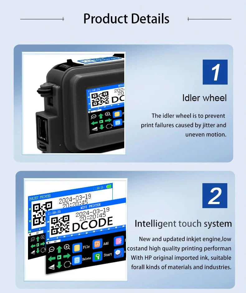 Portable Handheld Inkjet Printer with 1 Ink Cartridge
