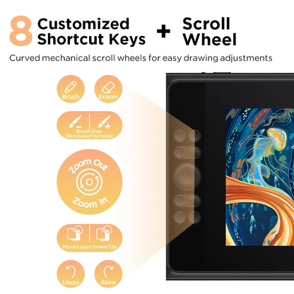 Graphic Drawing Tablet with 11.9 Inch Screen and Wheel