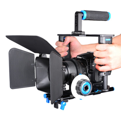 Universal Camera Cage Rig Kit with Grip Handle Cold Shoe