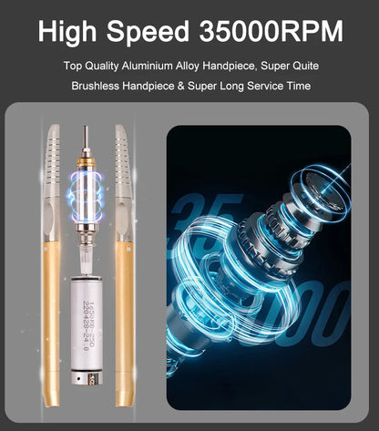 Portable White High Speed Aluminium Nail Drill Machine