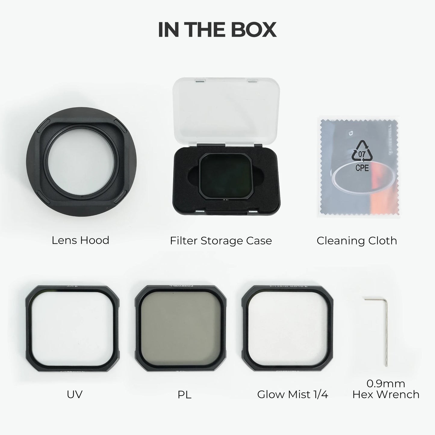 Camera Lens Hood with PL UV Black Mist Filters Black