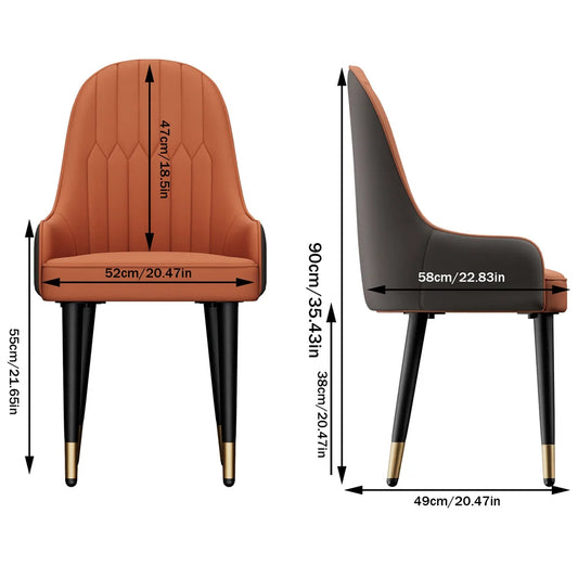 Luxury Orange Kitchen Chairs 2-Piece Set