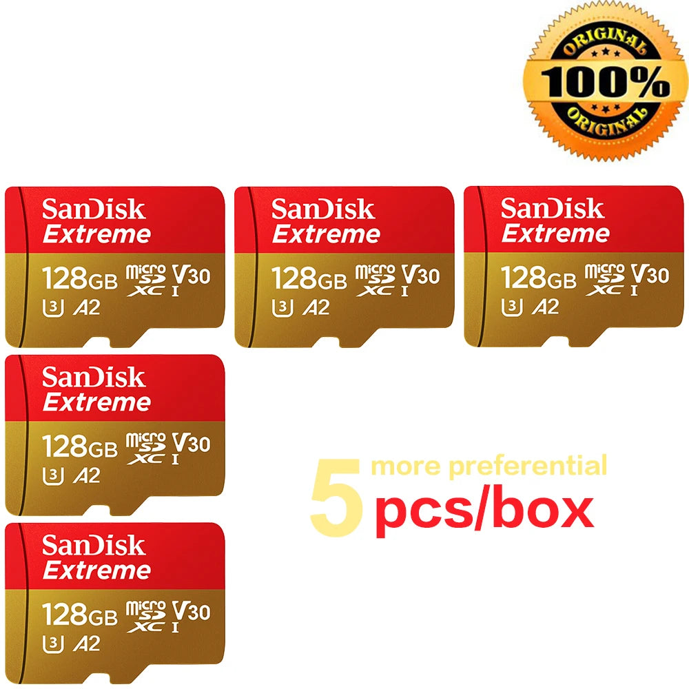 128GB U3 Micro SD Card 5 Pack 4K Camera Storage