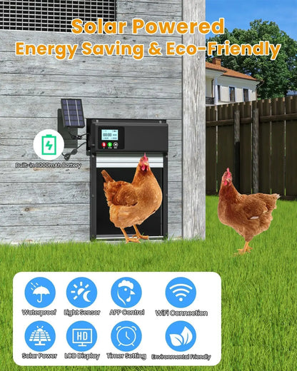 Smart Solar Chicken Coop Door WiFi App Control Automatic Opener
