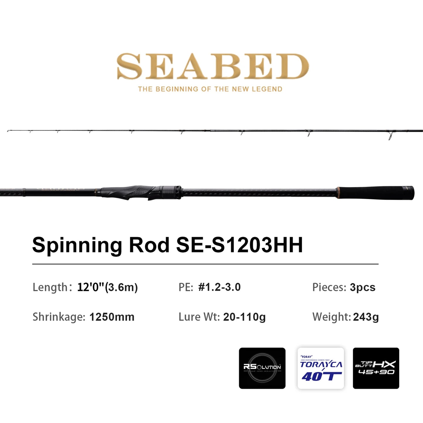12FT Heavy Duty SeaBass Spinning Rod Long Cast