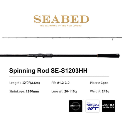12FT Heavy Duty SeaBass Spinning Rod Long Cast