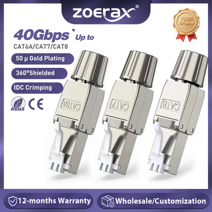 RJ45 Ethernet Connector Toolless Cat8 Plug