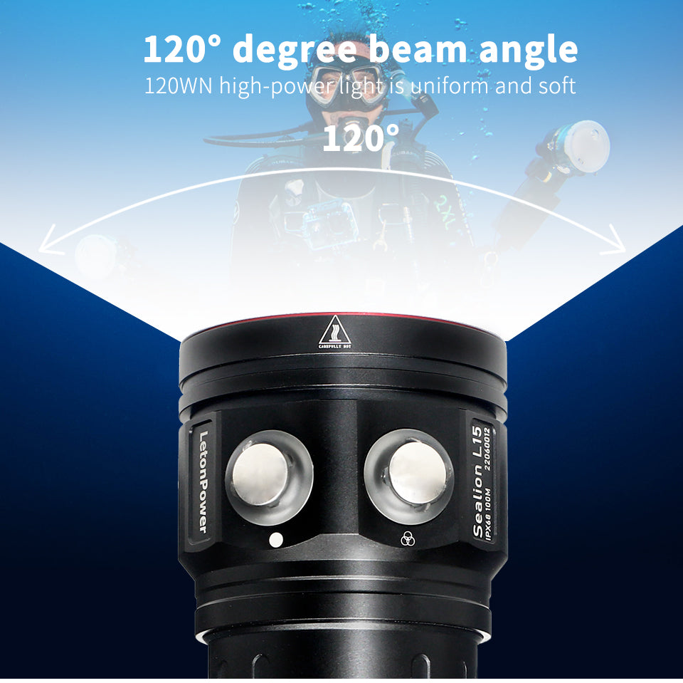 Rechargeable Diving Flashlight 22800lm 100m Waterproof Torch