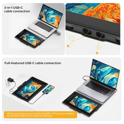 Graphic Drawing Tablet with 11.9 Inch Screen and Wheel