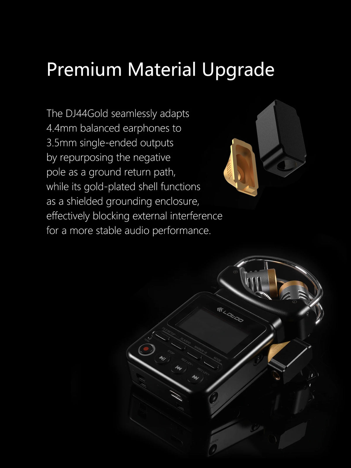 4.4mm to 3.5mm HiFi Audio Adapter 24K Gold Plated