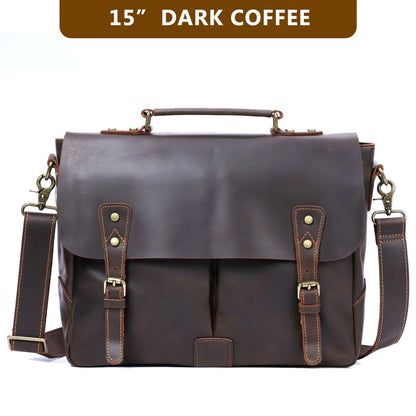 Retro 15" Cowhide Leather Work & Travel Bag