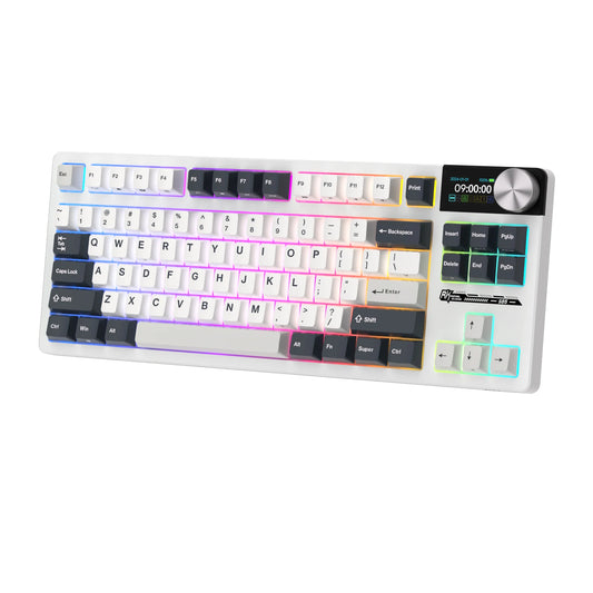 Compact 85-Key Wireless RGB Keyboard TFT Display White