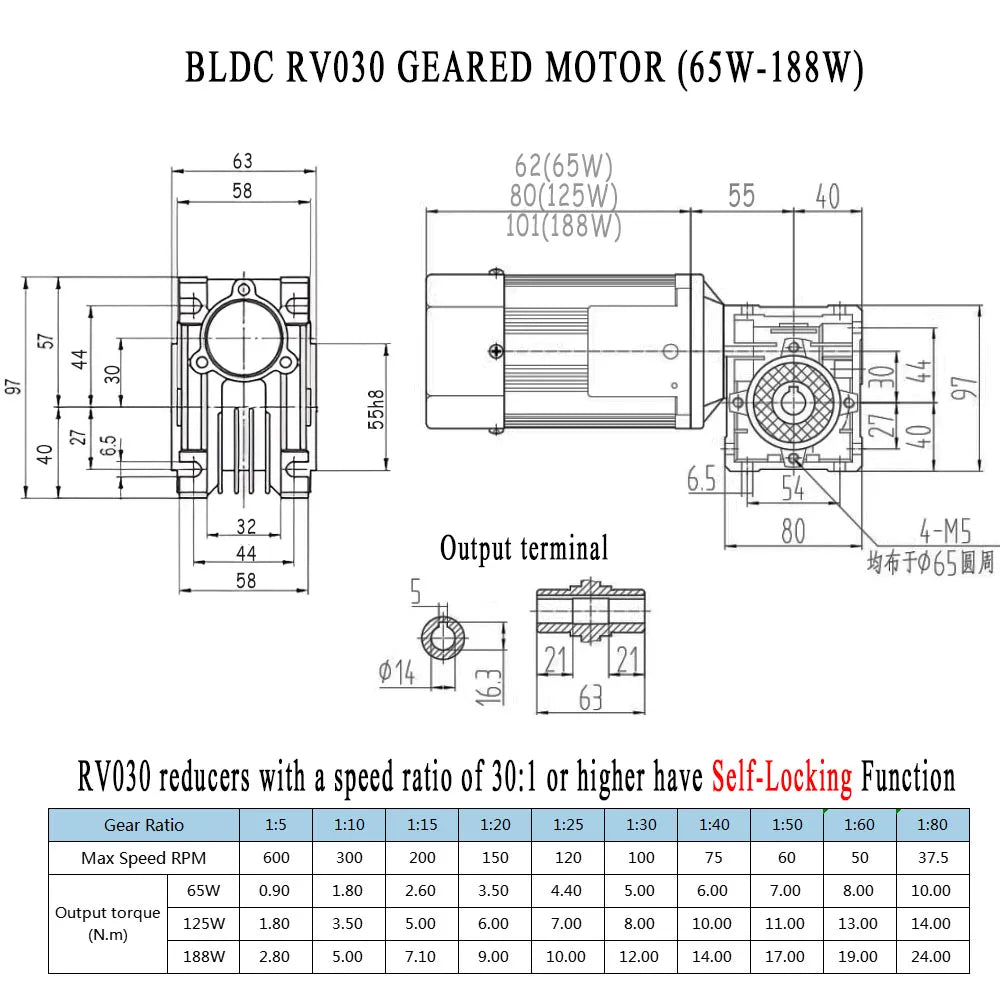 125W DC/AC Brushless Single Shaft Motor with Controller
