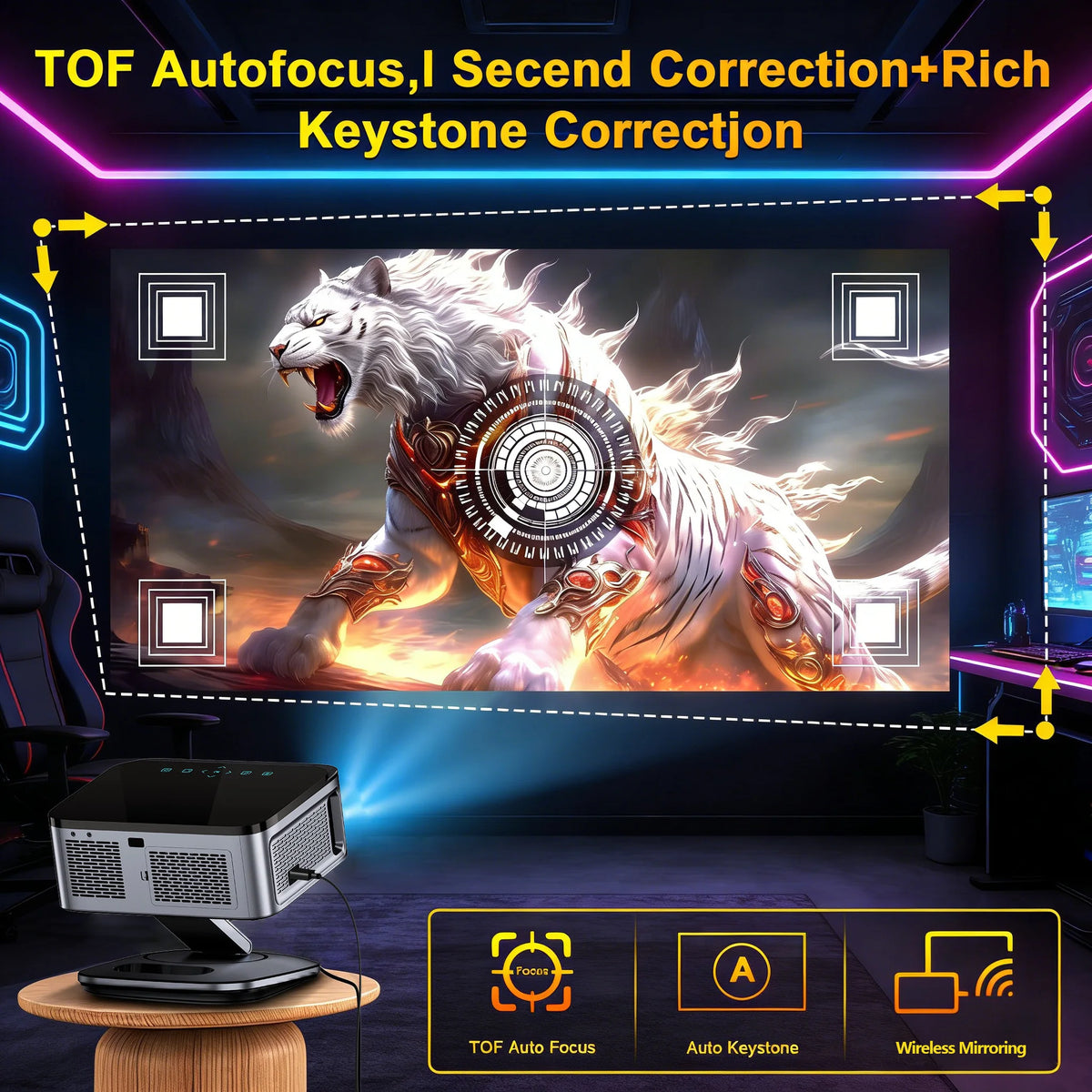 4K Ultra HD Smart Projector Google TV TOF Laser Focus