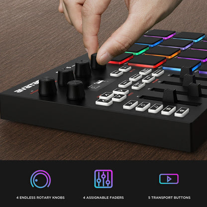 Portable Beat Maker Machine with 16 Backlit Drum Pads