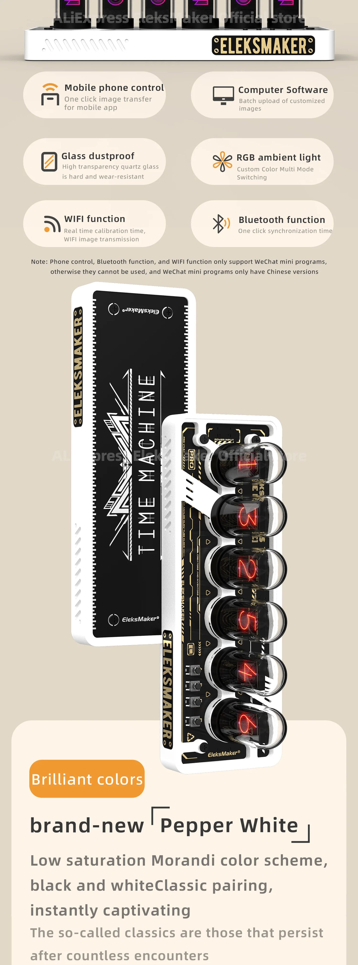 IPS 6-Bit Nixie Tube Clock Retro LED Desk Display