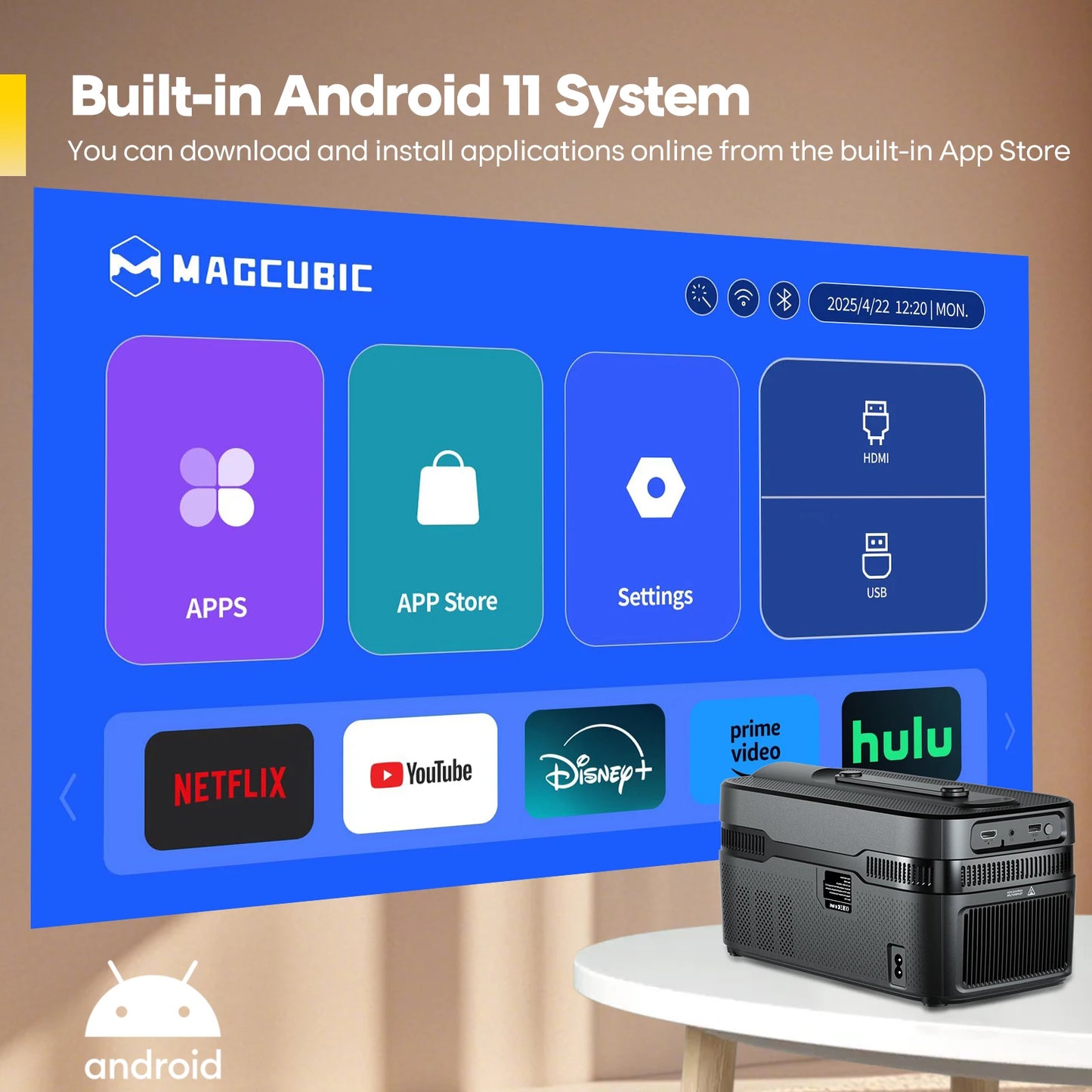Ultra Short Throw 1080P Projector with 8K Upscale