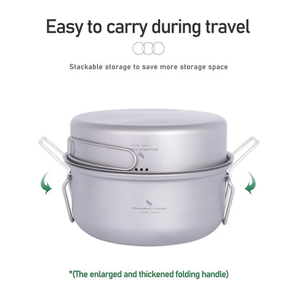 Ultralight Titanium Camping Cookware Set Pot Fry Pan