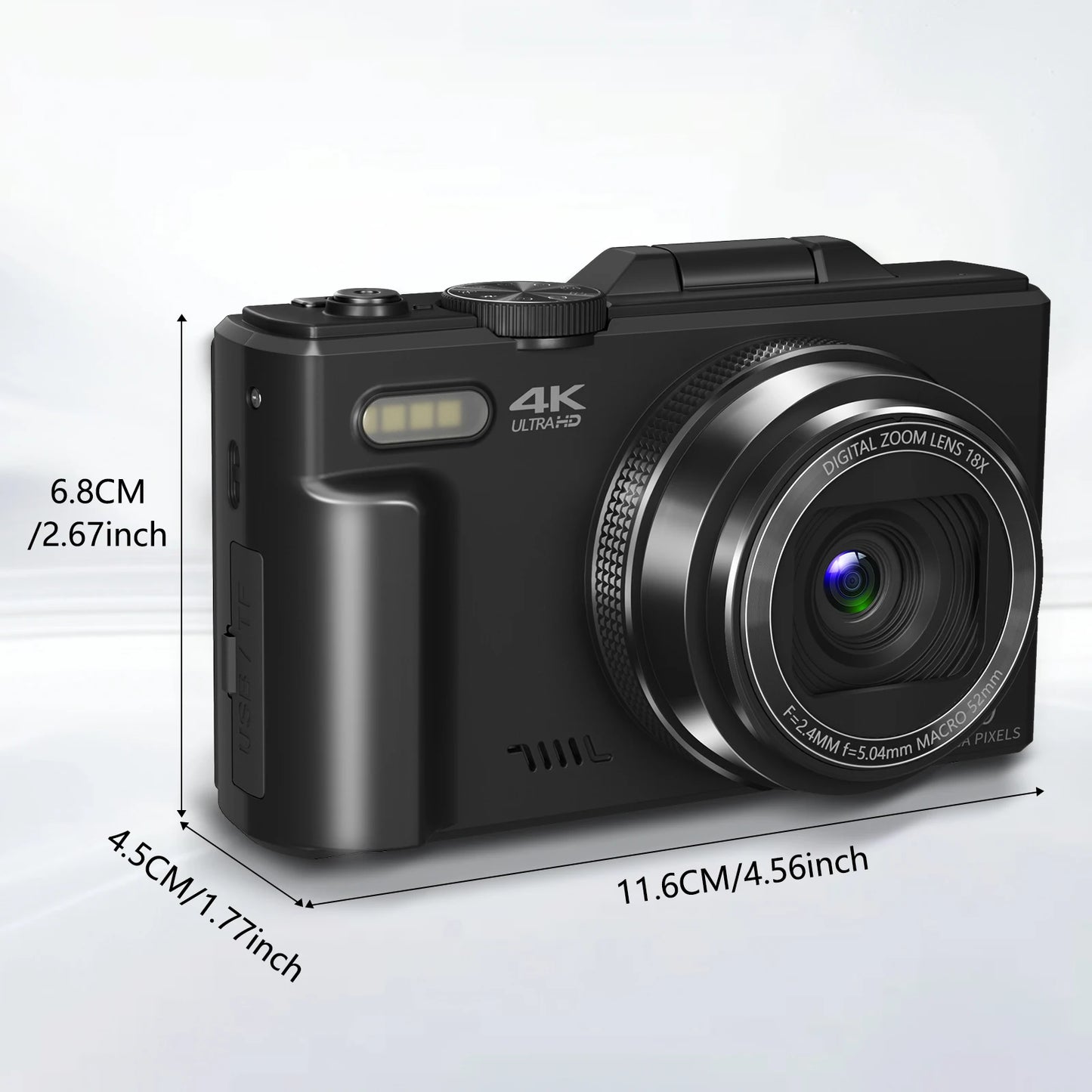 Black 4K Vlog Camera 180 Flip Screen 64GB