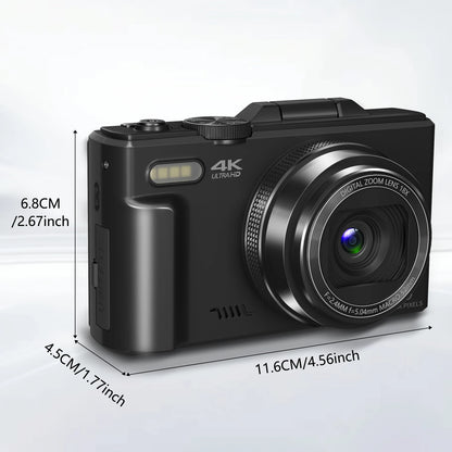 Compact 4K Camera Black 32GB WiFi Flip Screen