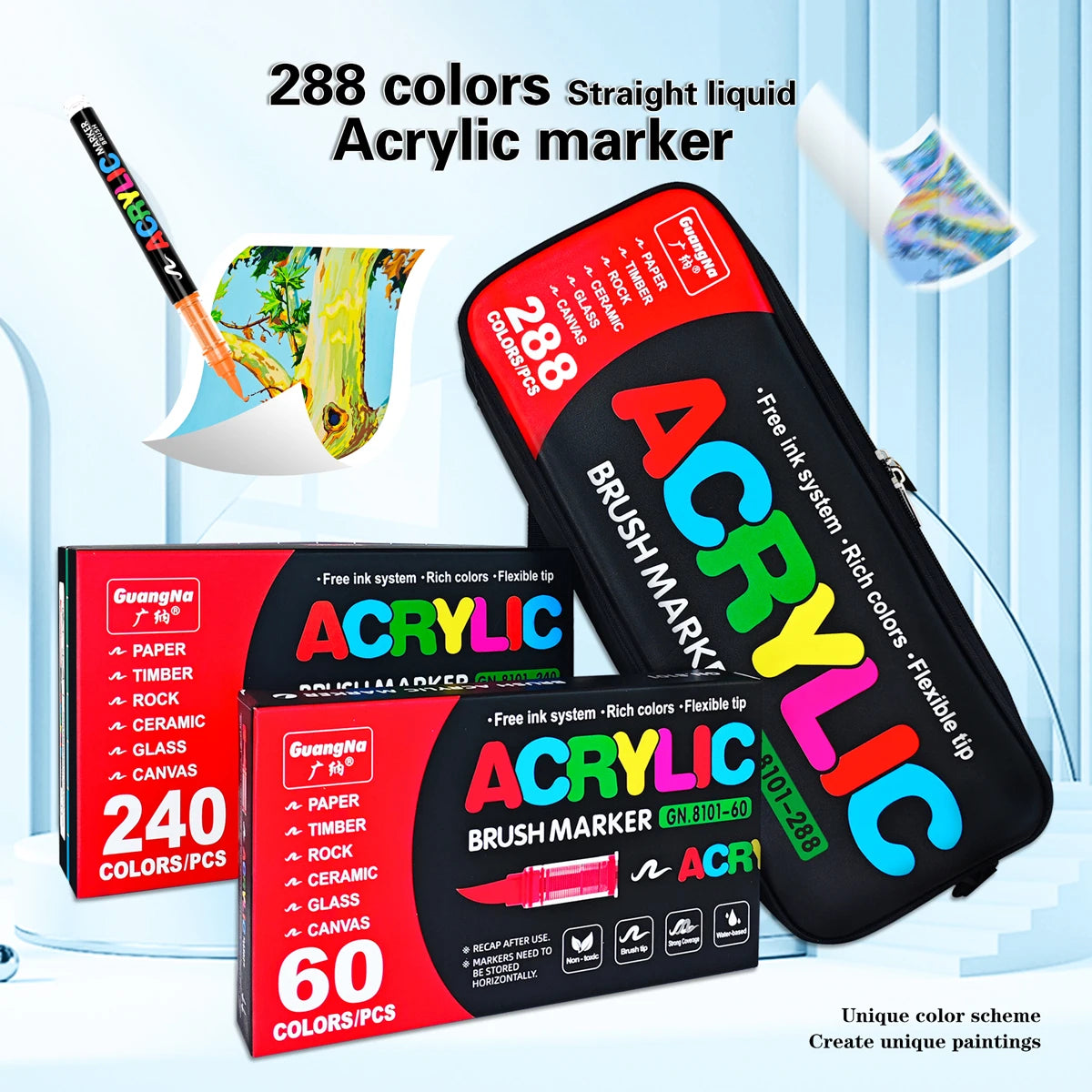 240 Colours Brush Tip Acrylic Paint Markers Carry Bag Set