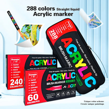 240 Colours Brush Tip Acrylic Paint Markers Carry Bag Set